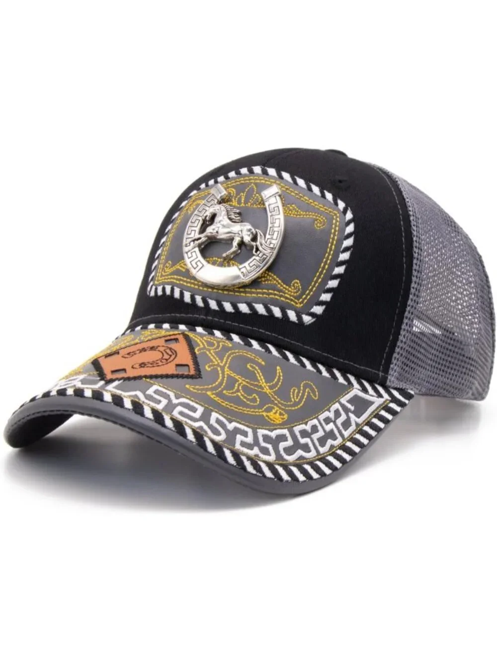 Men's A Grey Polyester Western Vintage Cowboy Cute Baseball Cap